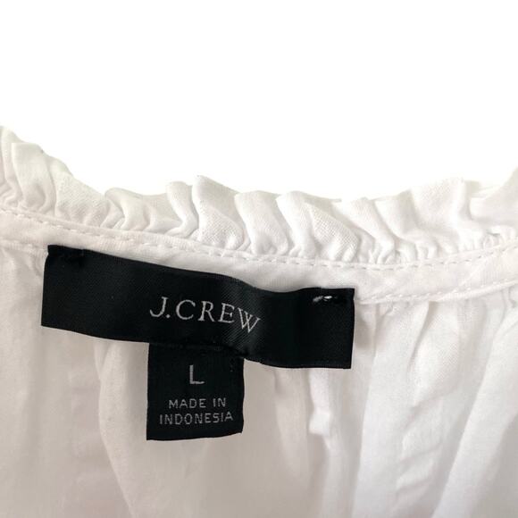 J. Crew Puff-Sleeve White Textured Cotton Blouse Top size Large - Picture 6 of 9